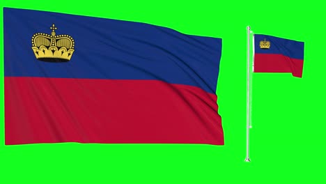 Green-Screen-Waving-Liechtenstein-Flag-or-flagpole